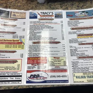 Lunch and dinner menu