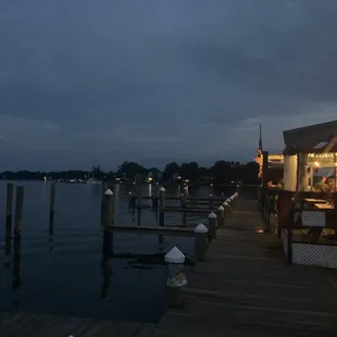 The bar and dining area along the water