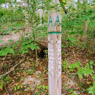 Signage on the unpaved trail