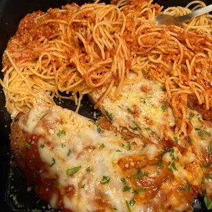 a piece of chicken parmesan