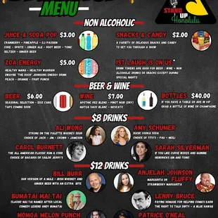 the beer menu for the beer race