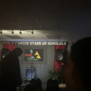 a man standing in front of a microphone