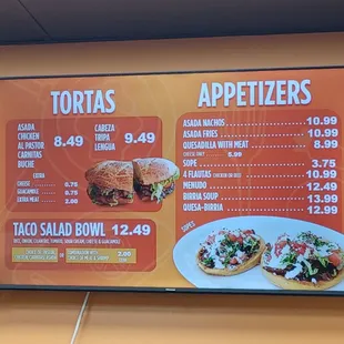 menu, tacos
