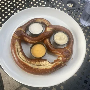 XL Pretzel pretzel was fine not the sauces though