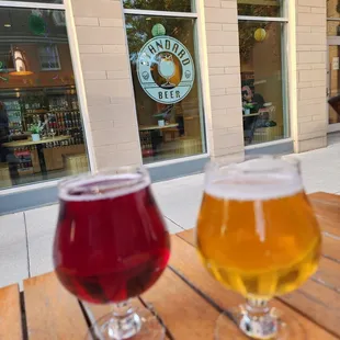 View of the storefront from their outdoor patio