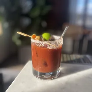 a bloody drink on a table