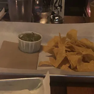 Chips and green salsa