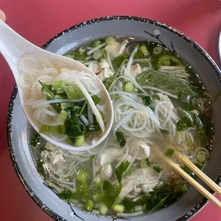 Grilled Chicken Pho with Beef Broth