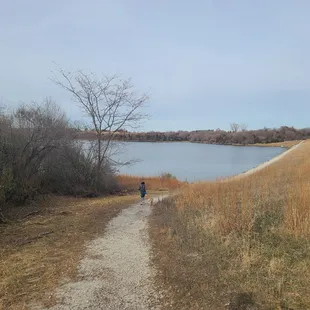 Rocky path in addition to paved track