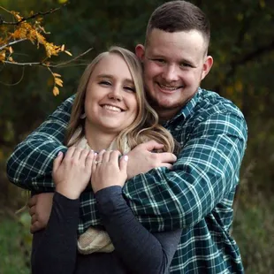Engagement photos in the grass