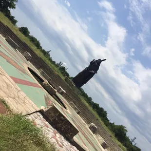 Circular viewing area at the Standing Bear statue
