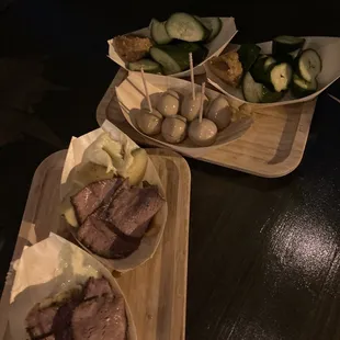 Beef with horseradish, quail eggs and delicious miso.