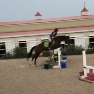 Jumping in the outdoor arena