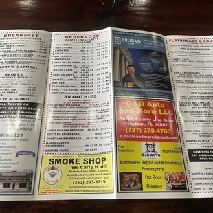 menu