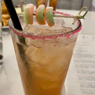 a drink with candy