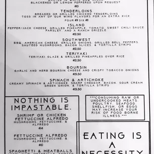 a menu for a restaurant