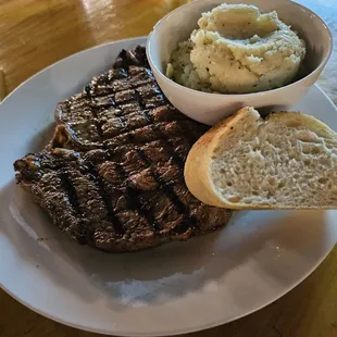 Ribeye steak with mashed potatoes