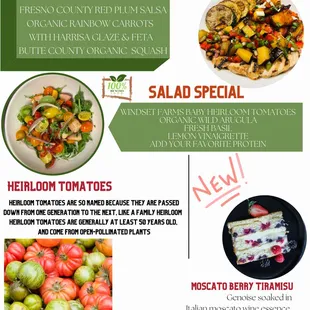 a menu for a special dinner