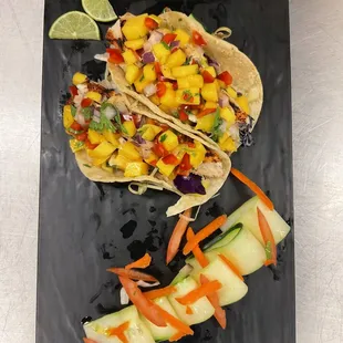 Blackened Mahi Mahi Tacos with Fresh Mango Salsa