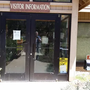 Bird poop on Front doors Groveland District Visitor Center