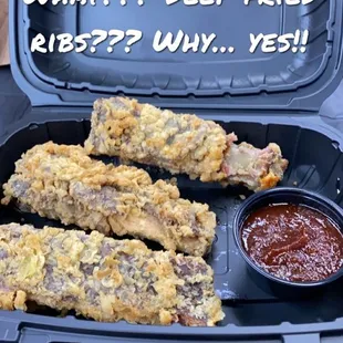 Deep fried 3 Ribs and 1 Side Plate