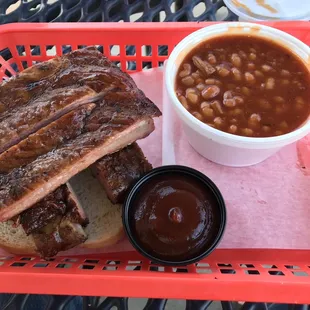 Ribs and BBQ beans