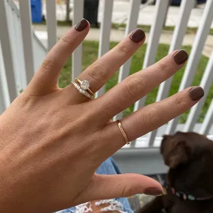 Custom wedding band made by Stanley!!! I'm obsessed! Engagement ring belonged to my fiancé's grandmother.