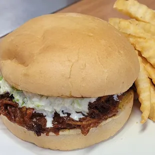 BBQ Pork Sandwich with Fries