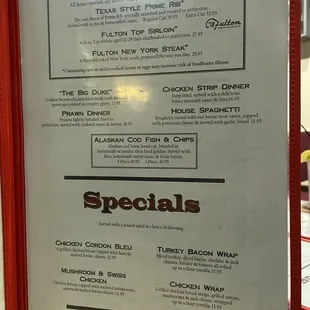 a menu for a restaurant