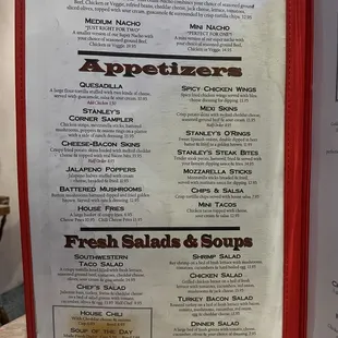 a menu for a restaurant