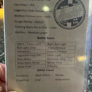 Brew menu