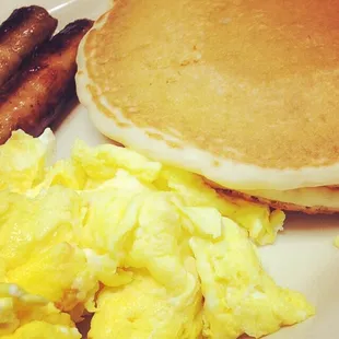 Pancake, Eggs and Sausage