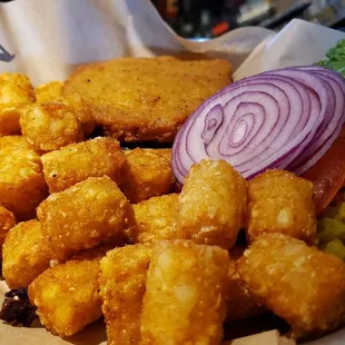 My Perfect Burger ($13) w/vegan chicken patty. Decent, not amazing.