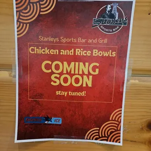 Rice Bowls- new menu item currently available