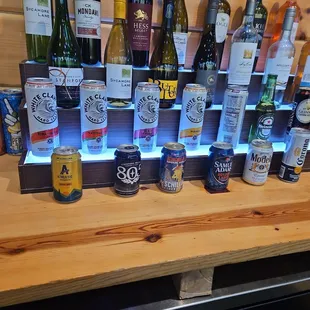 wine, seltzers, beer selection