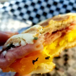 Breakfast panini $3 rosemary ham,  cheese and egg! Beautiful deal!