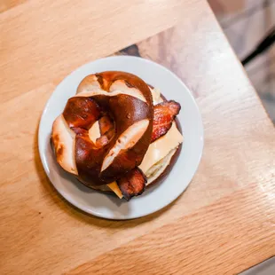 a bacon and cheese donut