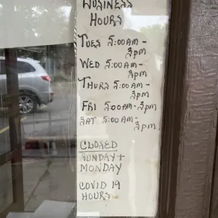 a sign in the window