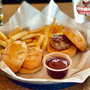 Chicken &amp; Hamburger Sliders with Fries