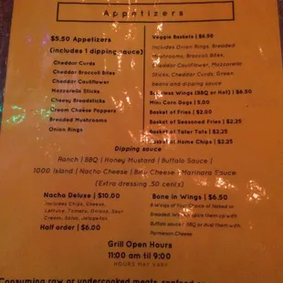 Menu side 1