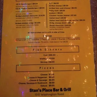Menu side 2