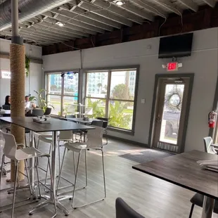 a view of the bar and dining area