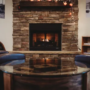 Outdoor patio or indoor fireside seating.