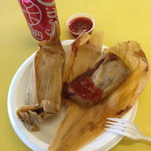 I had to come back and try the tamales. Tasty.  Feel like I'm in Tijuana.  No three legged dogs though.