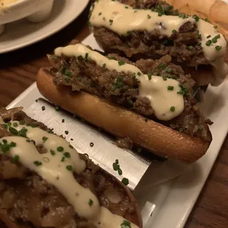 Black Truffle Ribeye Cheesesteak Sliders