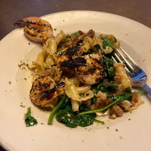 &quot;Special&quot;  prawn and andouille sausage with spinach pasta dish.... burnt to a char only tasted the char... not with $15 let alone $25