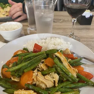 a plate of stir fried vegetables