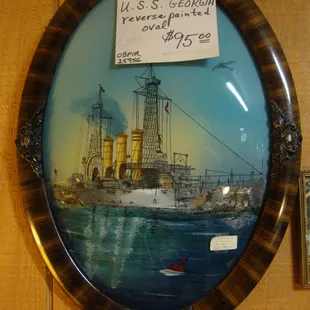 An early 1900s large reverse painted travel souvenir item - pretty cool.