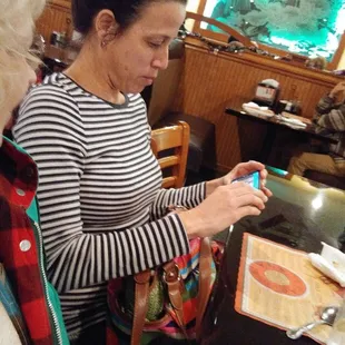 My sons wife waiting for her dish