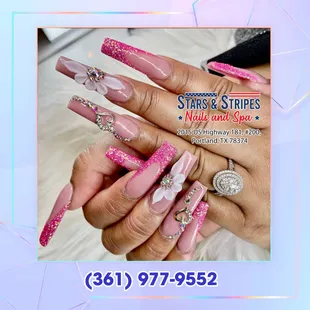 French manicures get a springtime makeover!  Our soft pink tips paired with delicate floral nail art create a sweet and elegant Easter look.